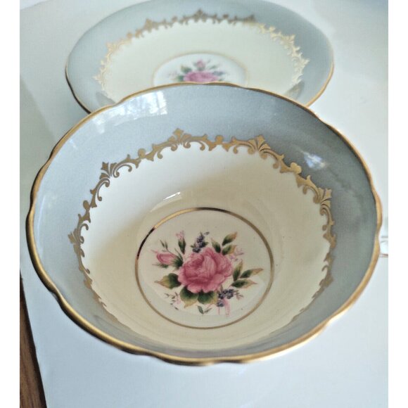 Vintage Aynsley Lancaster Pattern Grey Teacup and Saucer #7610 - Picture 9 of 16